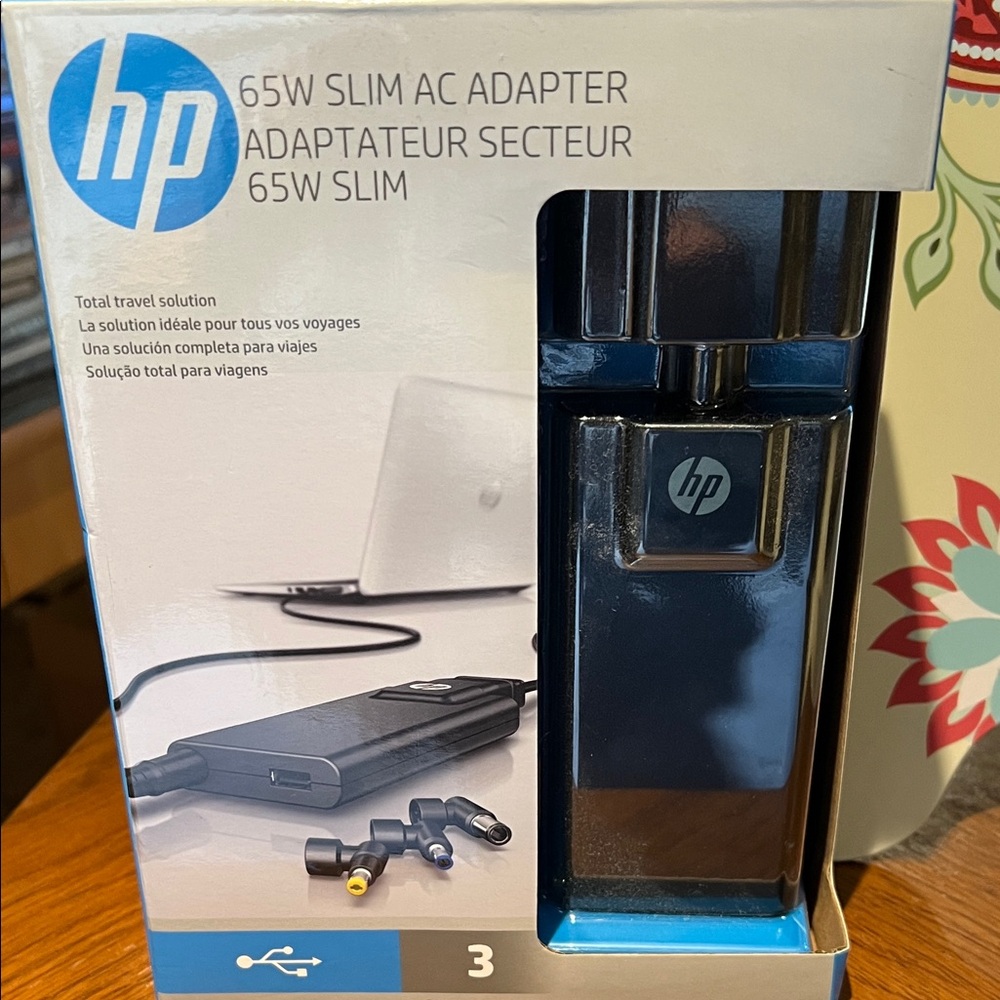 HP Blue and Black Slim AC Adapter